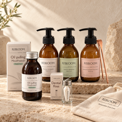 3 formules tandpasta, flos, koperen tongschraper en oil pulling