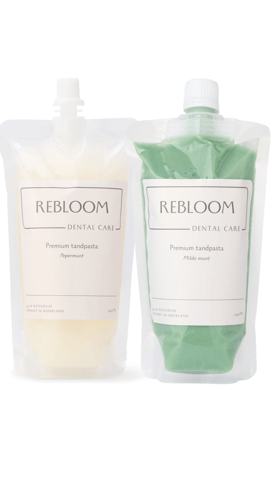 2 smaken navulpakket (fluoride houdende tandpasta) - 2 navulverpakkingen premium tandpasta